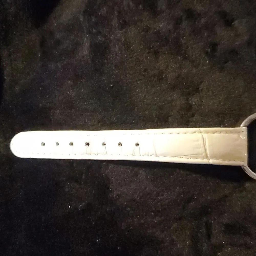 JLo Jennifer Lopez Crystal‎ Embellished Bling Iced Out Watch White Croc Band